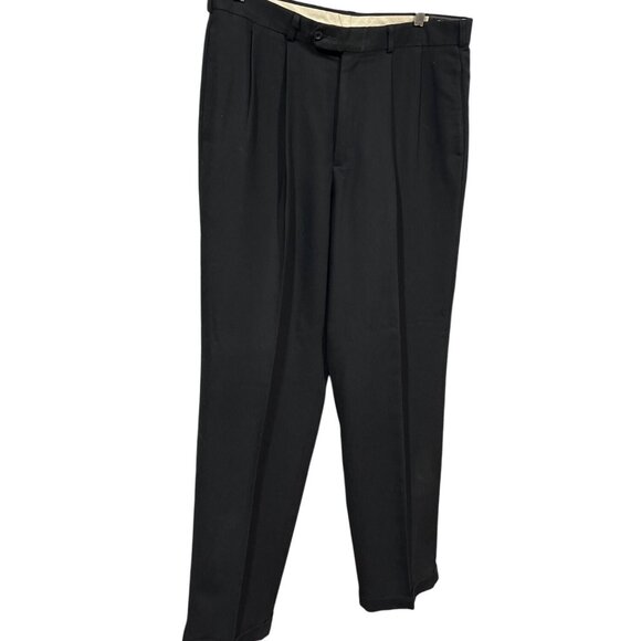 Slates Mens Classic Fit Black Dress Pants 36W 34L Polyester/Rayon 29a - Picture 1 of 8